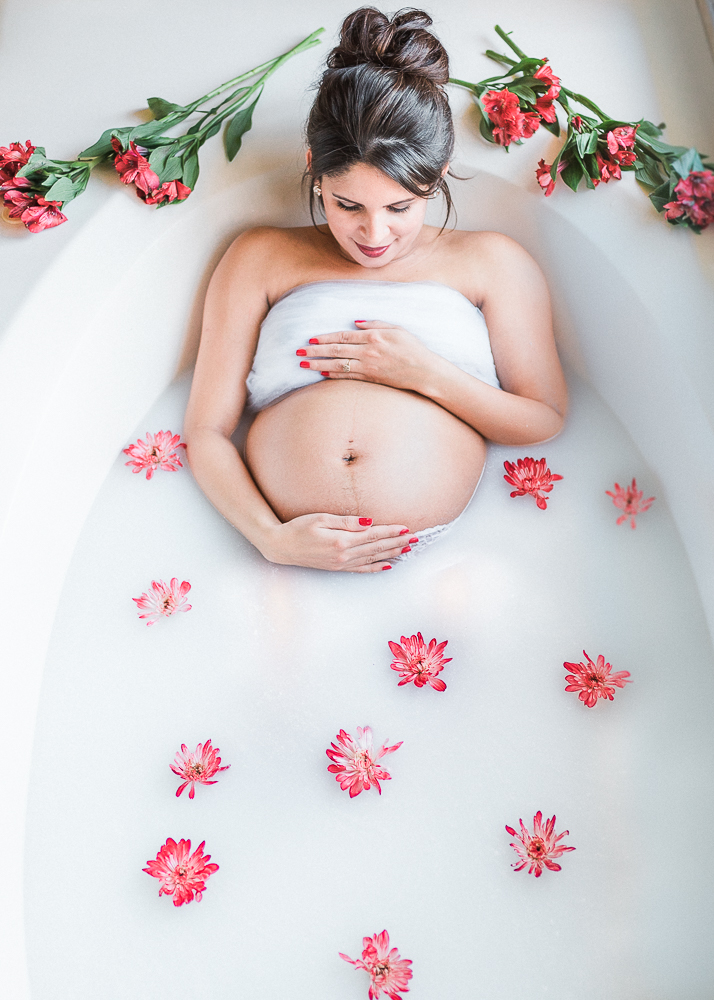 Milk Bath Maternity portrait by Keli Melo photographer Plano